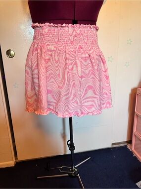 Madden NYC Pink Smocked Waist Mini Skirt